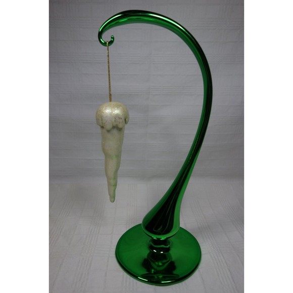 Icicle Ornament White Glitter Dangling Sparkly Christmas Ornament 4" - Picture 4 of 4